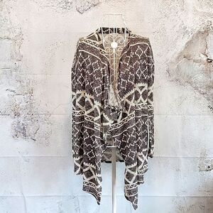 Xhilaration open front cardigan grey Aztec print Women's Size S
